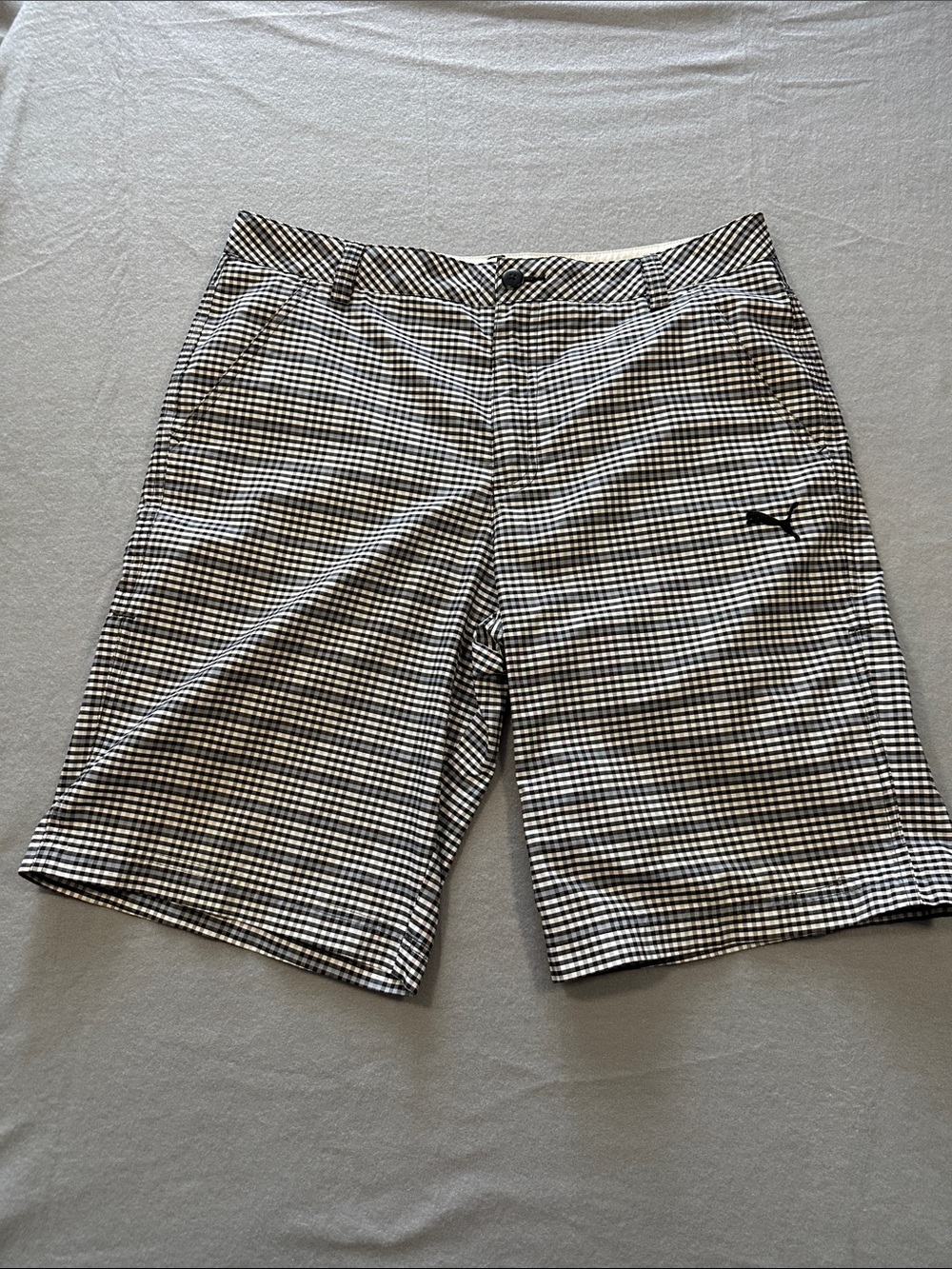 Puma Men’s Black & White Gingham Athletic Shorts